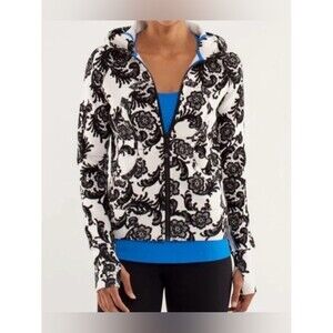 RARE Lululemon Scuba Hoodie Black Lace Print | Size 6 | Streetwear Y2K